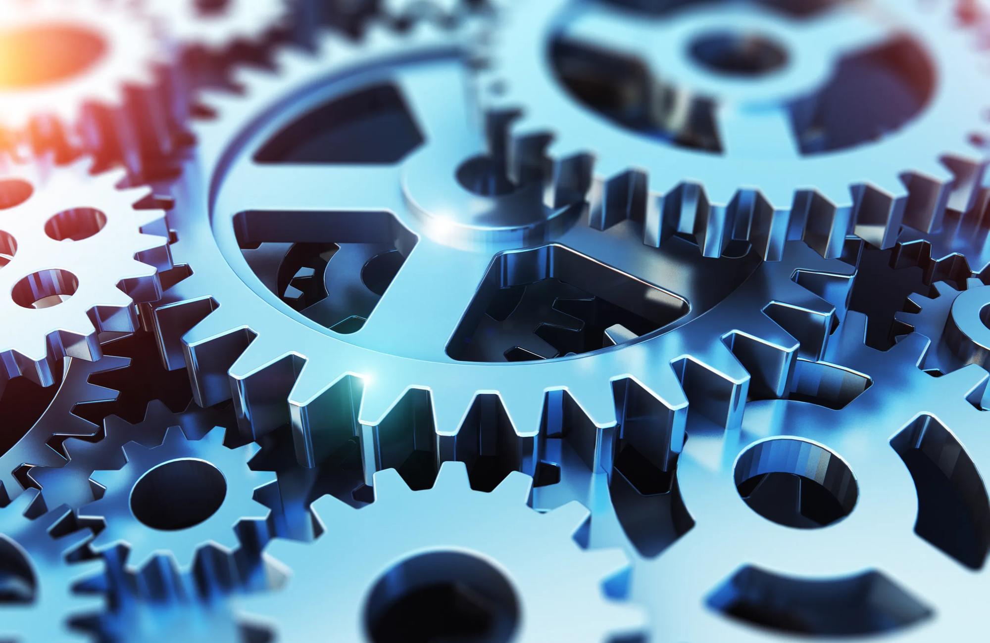 closeup of overlapping gears