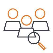 group of people with magnifying glass icon