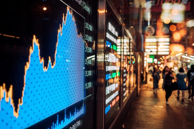 Screen showing digital charts | charitable investment account