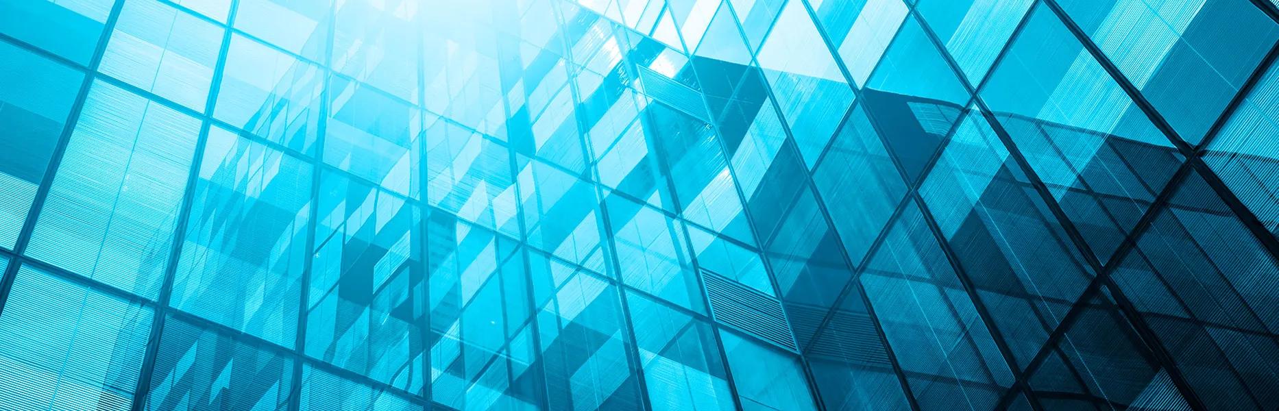 windows on a building with blue overlay