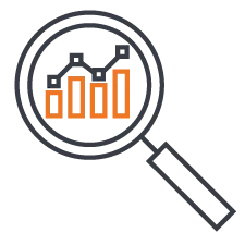 Icon: magnifying glass with chart in window